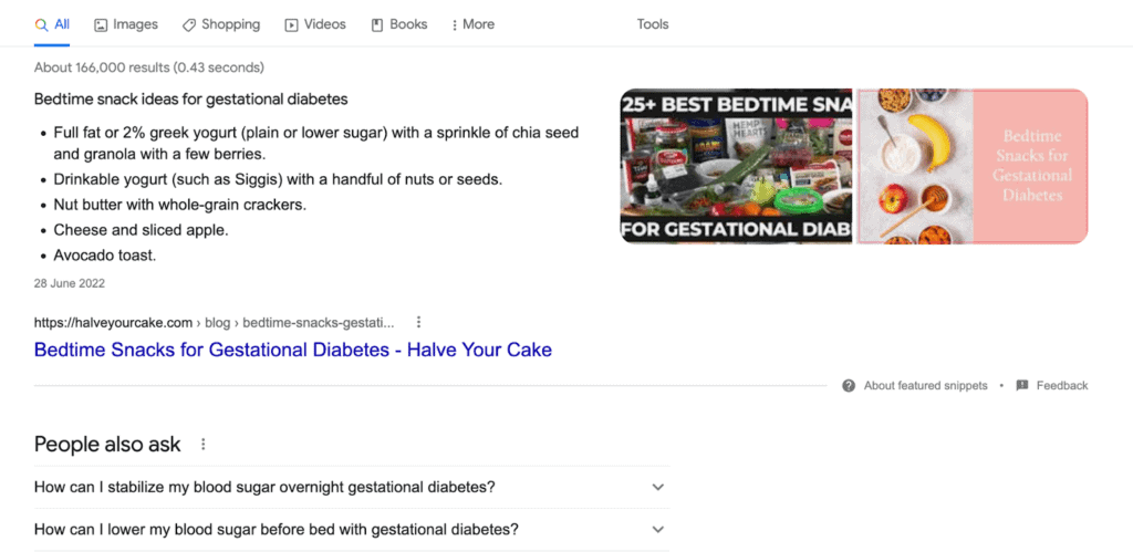 A screenshot of a google search displaying an article in position #1 written by Nina from Butter Digital