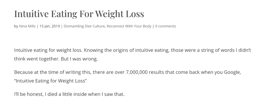 A screenshot of a blog post from Feel Good Eating
